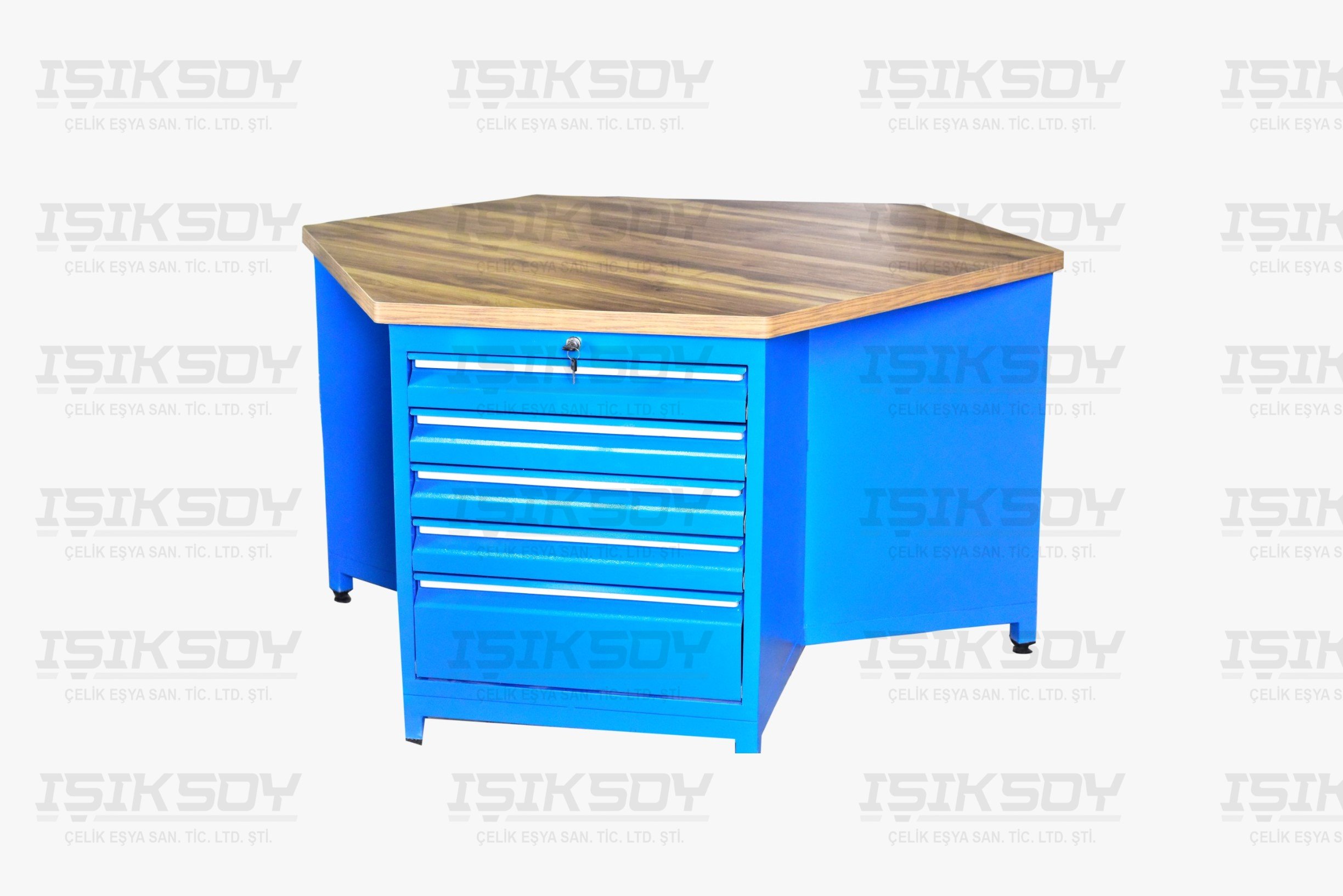 15 Çekmeceli Altıgen Çalışma Masası